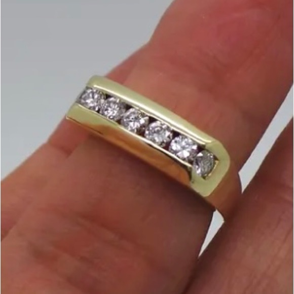 18K YELLOW SOLID GOLD Ladies DIAMOND BAND RING - Picture 4 of 11